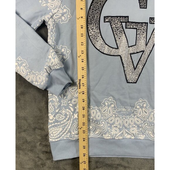 Avenue George V Paris Hoodie Light Blue Sweatshirt Rhinestone Men's Size Large - Picture 12 of 12